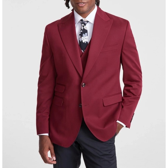 Tayion‎ Collection Men's Classic-Fit Plaid Suit Jacket Red Size 50R E091454